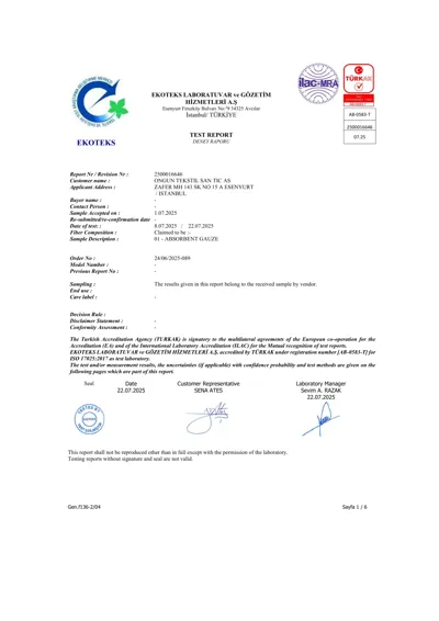 GAZLI BEZ TEST RAPORU